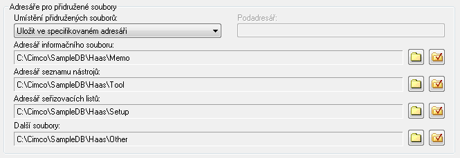 Nastavení NC-Base 203 Uložit v podaresáři: Soubory jsou uloženy v adresáři podřazeném v adresáři programu (viz následující obrázek). To je podadresář, který zadáte v poli Podadresář.