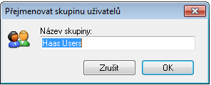 218 Nastavení NC-Base Přidat Klikněte na toto tlačítko pro přidání nové skupiny uživatelů. Zobrazí se toto okno: Přidat novou skupinu uživatelů. Zadejte jméno nové skupiny a klikněte na OK.