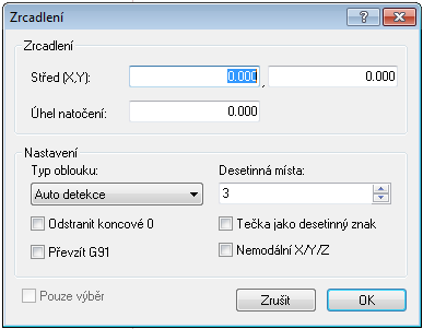 50 Záložky programu Převzít G91 Zaškrtněte toto pole, pokud je řídicí systém nastaven pro práci v relativních souřadnicích (G91).