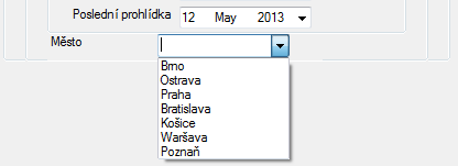 Obrázek C.7: GUI Test 8 - přidávání V hlavním okně se prvek typu ComboBox zobrazil korektně. Obrázek C.