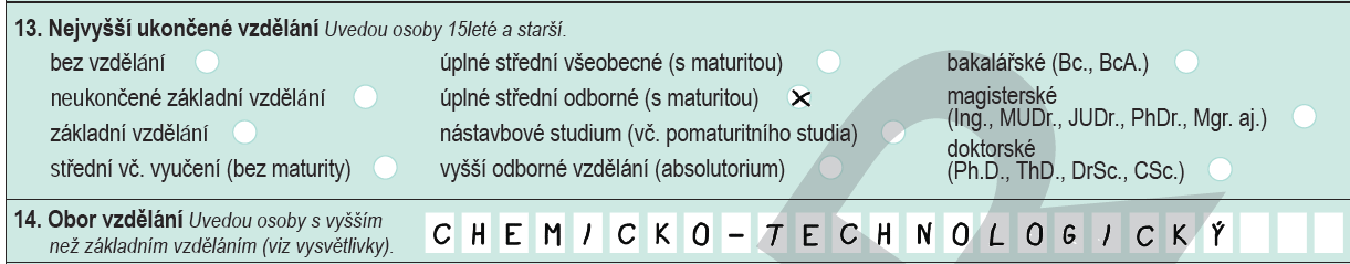 Data ze sčítání obecně umožňují získat informaci o nejvyšším ukončeném vzdělání osob. Tyto unikátní údaje o vzdělání osob jsou k dispozici již od sčítání 1950.