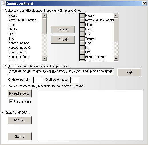 Import do ceníku Import ceníku je možný z formátů XLS, CSV a DBF. Pro Import ceníku zvolte v menu "Akce" nabídku "Import" a dále "Import ceníku".