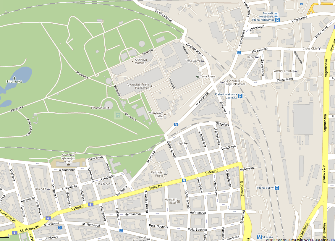 Doručovací adresa: Mapa parkoviště autobusů GIGANTI www.giganti.cz metro C Nádraží Holešovice Planetárium www.