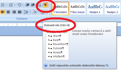 Pokročilé použití MS Word při tvorbě elektronických výukových materiálů 45 9 Použití stylů, víceúrovňové číslování kapitol.