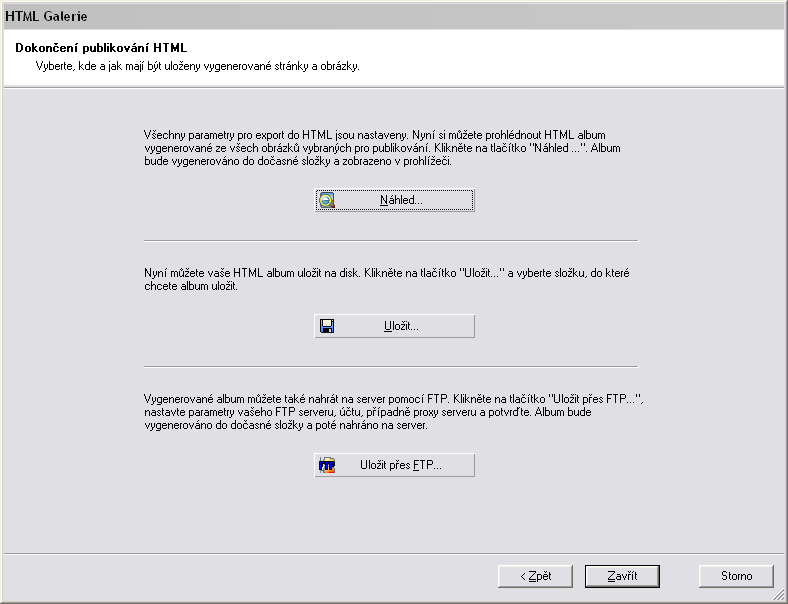 Obrázek 54 Dokončení vytvoření HTML galerie.