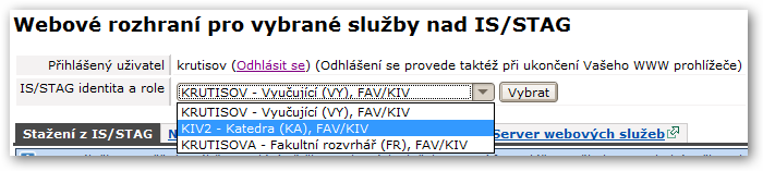 2.1 Stažení z IS/STAG Webové služby obsahují mnoho veřejně přístupných služeb, tj. služeb, které lze volat i bez nutnosti přihlášení k IS/STAG.