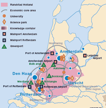 Randstad Holland Zabírá asi 20 % rozlohy Nizozemí, ţije zde však více neţ 40 % obyvatel,
