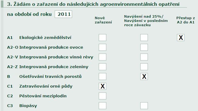 AEO V oddíle 3 formuláře si ţadatel volí, do jakých opatření hodlá vstoupit.