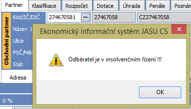 5 Pohledávky Automatická kontrola odběratelů na existenci v ISIR je zabudována do evidencí Vydané faktury, Vydané zálohové faktury, Vydané dobropisy, Jiné pohledávky a Penalizační faktury.