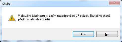 5.2.2 Pohyb mezi úlohami Žák se může mezi otázkami různě pohybovat, může pracovat dle stanoveného pořadí nebo se průběžně vracet k dosud nezodpovězeným otázkám.