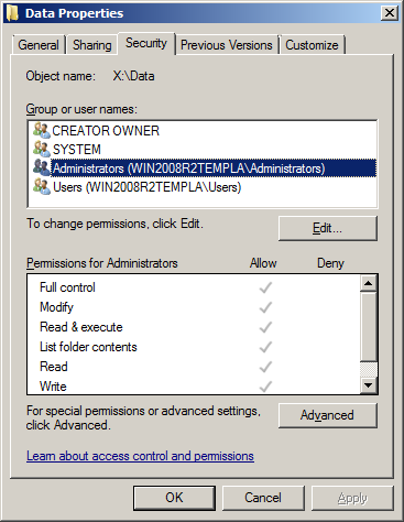 NTFS oprávnění Full Control Modify Read & Execute Read Write