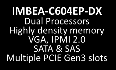 Produktová mapa Serverových základních desek EATX IMBEA-C604EP-DX Dual Processors Highly density memory VGA, IPMI 2.