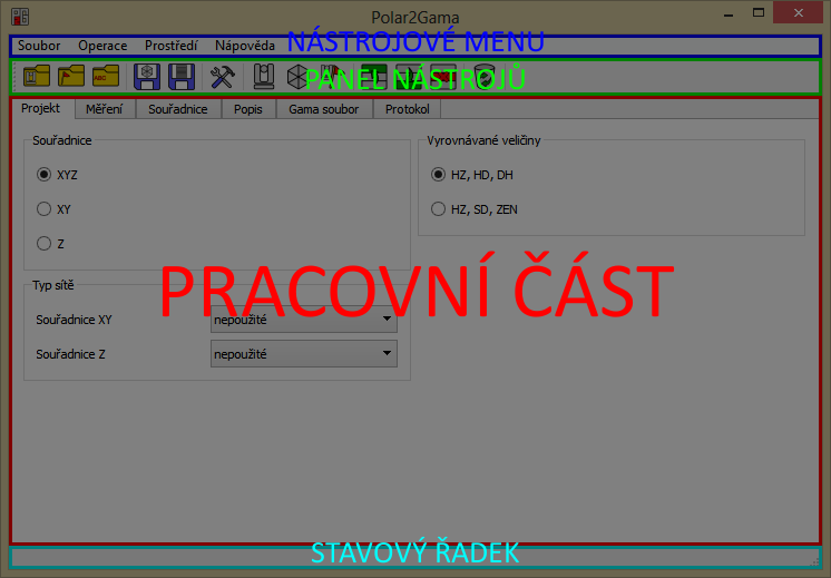 7 Popis programu Polar2Gama V této kapitole budu popisovat prostředí a jednotlivé funkce, či možnosti nastavení v programu Polar2Gama.