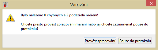 7.3.2.1 Zpracování měření Na základě nastavení programu, je provedeno změna hodnot v tabulce měření a je zároveň vytvořen výpočetní protokol.