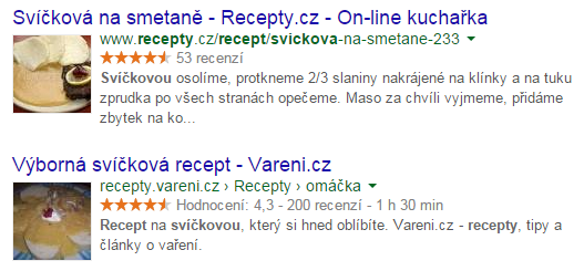 UTB ve Zlíně, Fakulta aplikované informatiky 41 4.5.4 Strukturovaná data Rich snippet Google ve výsledcích vyhledávání podporuje zobrazení rozšířených informací neboli strukturovaných dat.