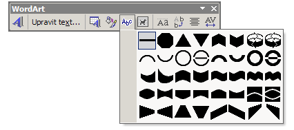 Z daného okna si vyberete typ WordArtu, který se vám líbí. Na tento typ klepnete levým tlačítkem myši a potvrdíte klepnutím levým tlačítkem myši na tlačítko OK.