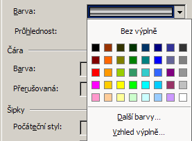 Obrázek 83 Panel nástrojů WordArtu Dostanete dialogové okno viz Obrázek 84 pro změnu barvy výplně.