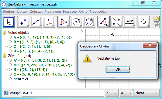 Základy vyšší algebry matice Úloha 15 Jsou dány matice 6 4 17 1 5 2 ( ) A = 1 1 3 B = 1 1 7 2 3 4 C = 1 1 5 2 1 6 0 3 4 1 3 D = 6 4 2 1 Určete: a) součet matic A + B b) inverzní matici k matici A c)