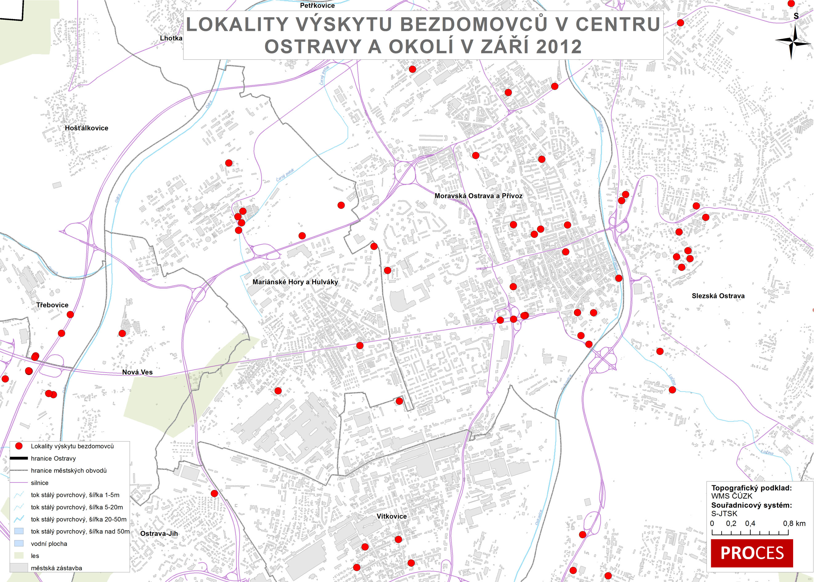 Příloha 4: Lokality výskytu bezdomovců v centru