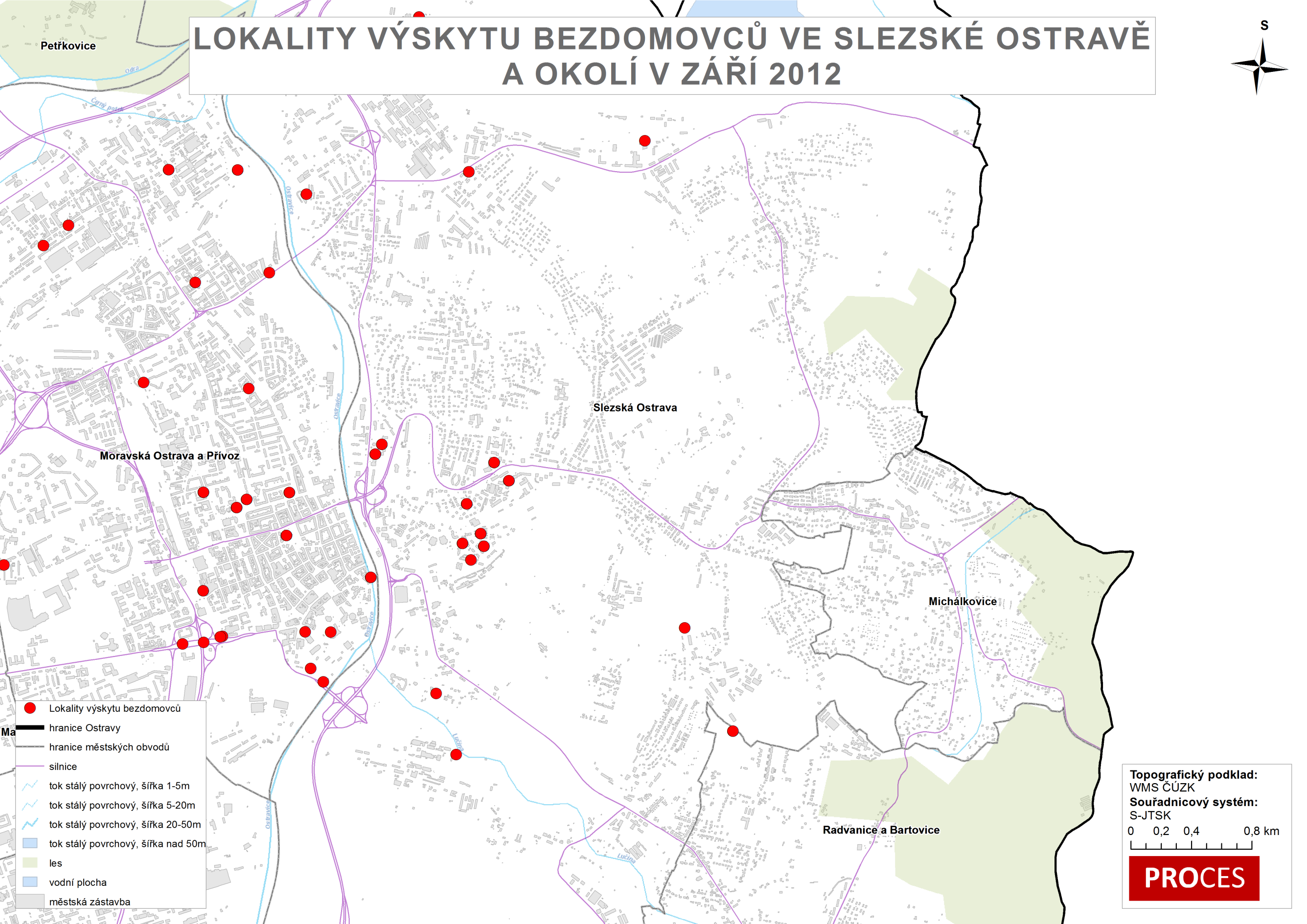 Příloha 7: Lokality výskytu bezdomovců ve Slezské