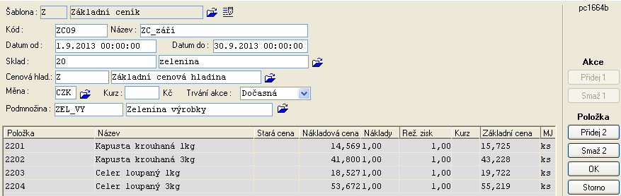 11 Modul zásoby - Tvorba cen a cenových akcí v *8747 Tisk nákladových cen Sestavu pro tisk nákladových cen aktivujeme v aplikaci *8741_Dodavatelé/odběratelé zboží pomocí tlačítka Sestava Základní