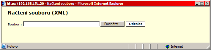 11. SPRÁVA Zvolením poslední položky Správa v levé výběrové liště se otevře nové okno pro načítání souborů XML.