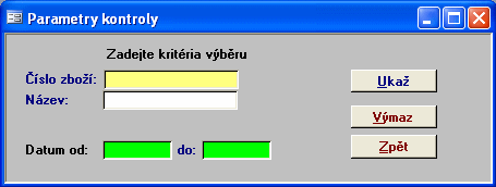 22 Title of this help project Postup: 1. vyberete zboží, které chcete zrušit 2. případný výběr můžete omezit výběrovými kritérii 3.