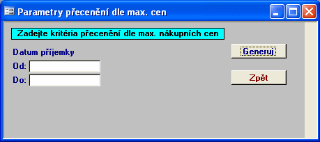 Modul Zboží 27 1.13.3 Přecenění dle max.