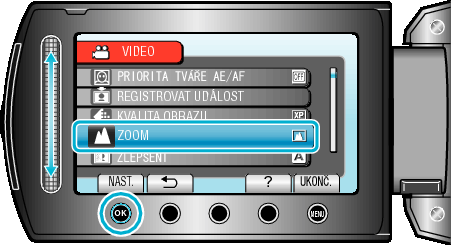 Nastavení menu ZOOM Nastavuje maximální poměr transfokace ZLEPŠENÍ Při záznamu v tmavém prostředí automaticky zesvětluje objekt Nastavení Podrobnosti Nastavení Podrobnosti 40X/OPTICKÁ Umožňuje