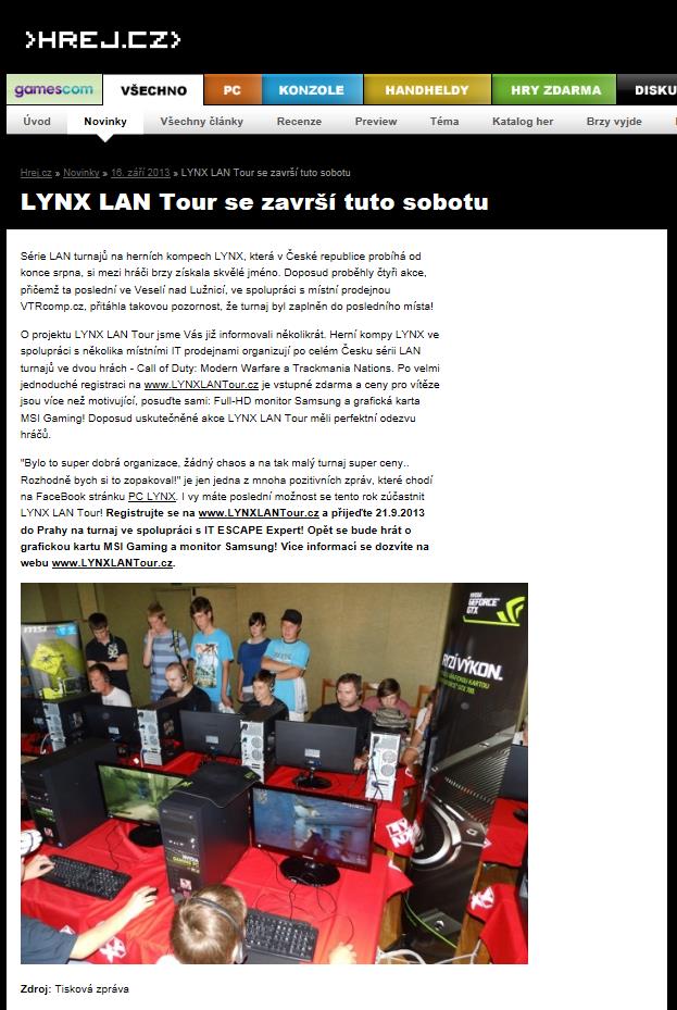 LYNX LAN tour Úspěšná