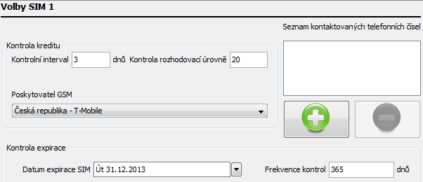 si u výstupu 3 nastavte parametry Doba sepnutí a Minimální doba mezi poplachy. V příkladu na obrázku bude siréna Imago blikat a houkat minutu.