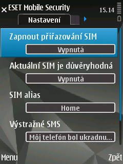 7. Anti-Theft Anti-Theft chrání mobilní telefon proti zneužití. Při ztrátě nebo odcizení telefonu, se po vložení nové SIM karty pošle tajně SMS zpráva na předem určené telefonní číslo.