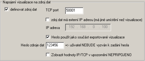 Perioda vyčítání dat Zadává se ve vteřinách a představuje časový interval aktualizace dat ve vizualizačních objektech. Základním nastavením je 5 vteřin (min 2 a max 360 s).