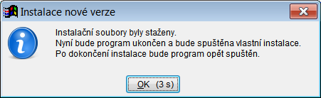 Instalace vyšší verze - upgrade programu Vyplníme Aplikační číslo, které jsme obdrželi od firmy VIS a potvrdíme tlačítko Instalace.