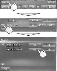 AF Reg - Automatické naladění jiné stanice se stejným programem (svítí symbol AF). OFF - Automatické ladění vypnuto.