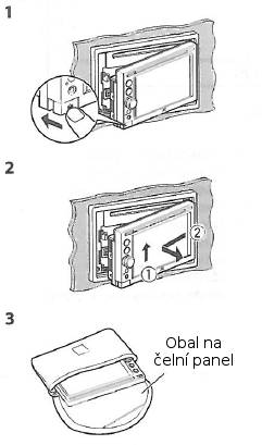 Odjímatelný čelní panel Při manipulaci s