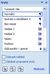 zápatí, číslo stránky Textové pole, WordArt, iniciála A mnoho dalších Obsah Slouží pro rychlou