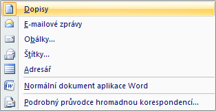 adresářů pro více příjemců Zdrojem dat pro korespondenci