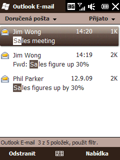 6.5 Filtrování složky Doručené Kapitola 6 Zasílání zpráv 113 Když je složka Doručené pro zprávy SMS, MMS nebo e-maily v telefonu plná zpráv, lze ji filtrovat tak, aby se zobrazily pouze zprávy