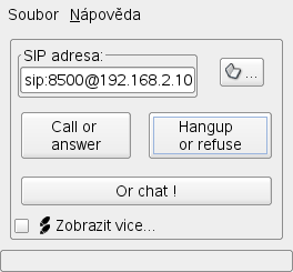 Obrázek 32 Připojení softwarového telefonu 9.3.1 Nastavení Linphone Grafické rozhraní programu Linphone ilustruje obrázek 33.