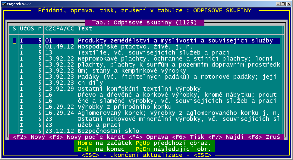 program MAJETEK 3.025 od firmy DATAX 2.7.2012 Český účetní standard č.