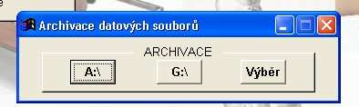 6.7.1. Archivace Souborů - tato volba zajistí zarchivování všech databázových souborů nalézajících se v systému na disketu (diskety), nebo zvolený datový nosič.