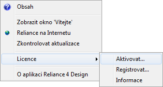 4 4 Postup aktivace Krok 1: Na počítači, na kterém bude SCADA/HMI systém Reliance 4 provozován, spusťte modul systému Reliance, pro který je licence určena (Reliance 4 Design, Reliance 4 View,