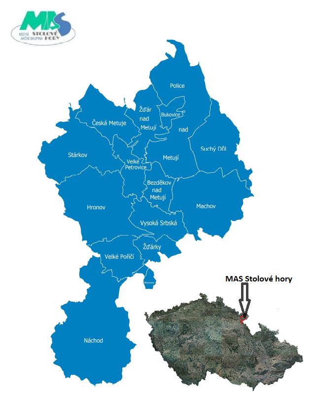 5 Analytická část 5.1 Popis území MAS Stolové hory se rozkládá v Královéhradeckém kraji na území okresu Náchod podél státní hranice s Polskem.