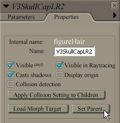 V rozbalovacím menu se nachází pod odkazem Props. V paletě parametrů čapky V3SkullCapLR2 můžeme pomocí otočných ovladačů teď měnit pozici účesu vůči hlavě postavy.