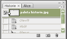 2.5 Paleta historie Každá provedená událost se zobrazí v této paletě.