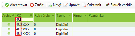 Podrobnosti vozidla Hlídané položky Datum vyčtení vozidla (vkládá se automaticky načtením dat) Datum příští kalibrace (vkládá se automaticky načtením dat) Platnost STK do (nutno vložit ručně)