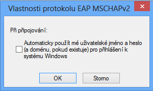 4. Záložka Zabezpečení: Typ zabezpečení: WPA2-podnikové Typ šifrování: AES Zvolte metodu ověřování v síti: Microsoft: Protokol PEAP Nastavení Ověřit identitu serveru ověřením certifikátu Vyberte