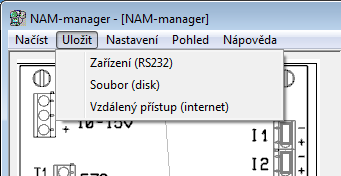 Nabídka Menu Po kontrole přístupu se automaticky otevře náhled na logické položky s přednastavenými (default) konfiguračními daty. Načíst / Konec Ukončení programu NAM Manager.