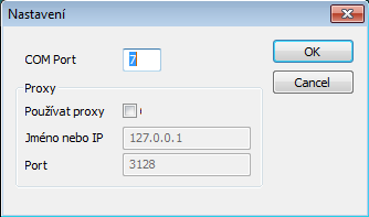 Nabídka Menu Nastavení Nastavení / COM Port, Proxy Tato nabídka slouží pro zobrazení a případnou změnu komunikačního COM portu RS232 a adresy proxy serveru.
